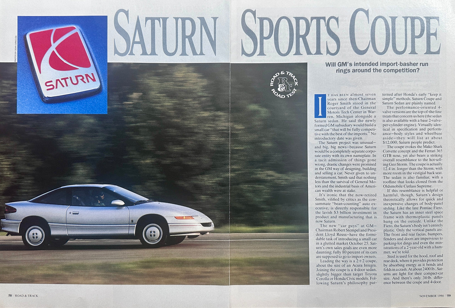 1990 Saturn Sports Coupe Multi-page Magazine Feature