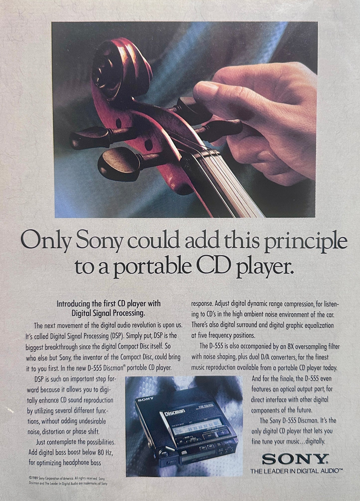 1990 Sony Portable CD Player - Vintage Ad