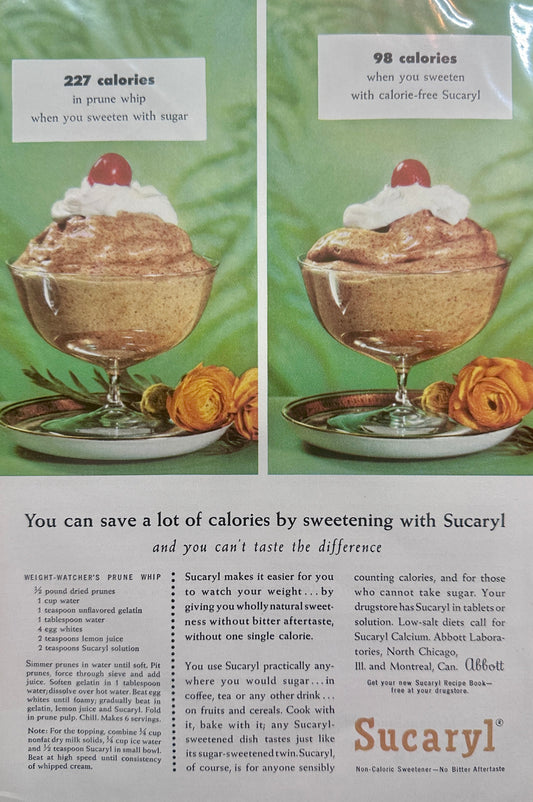 1957 Sucaryl - Early Sugar Substitute Promotional Ad