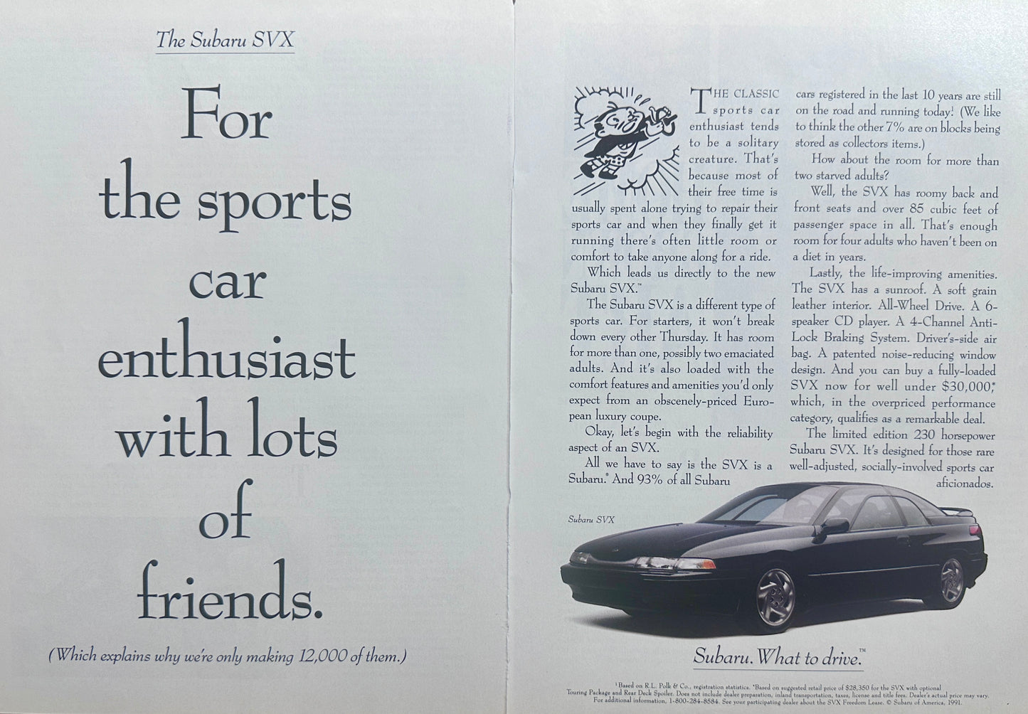 1992 Subaru SVX - For Sports Car Enthusiasts wWith Lots of Friends - 2-page Ad