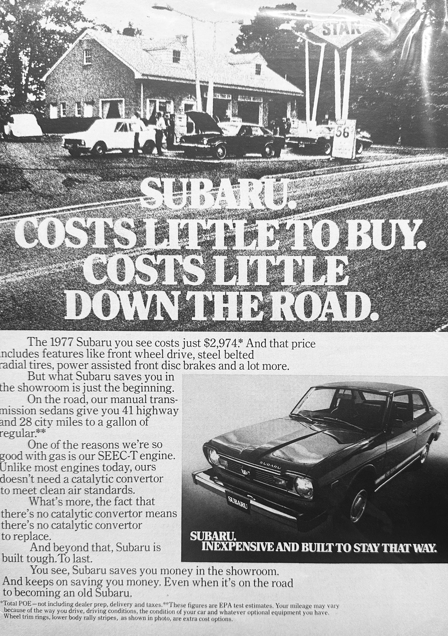 1976 Subaru 2-Door Sedan - Inexpensive and Built To Stay That Way - Vintage Ad