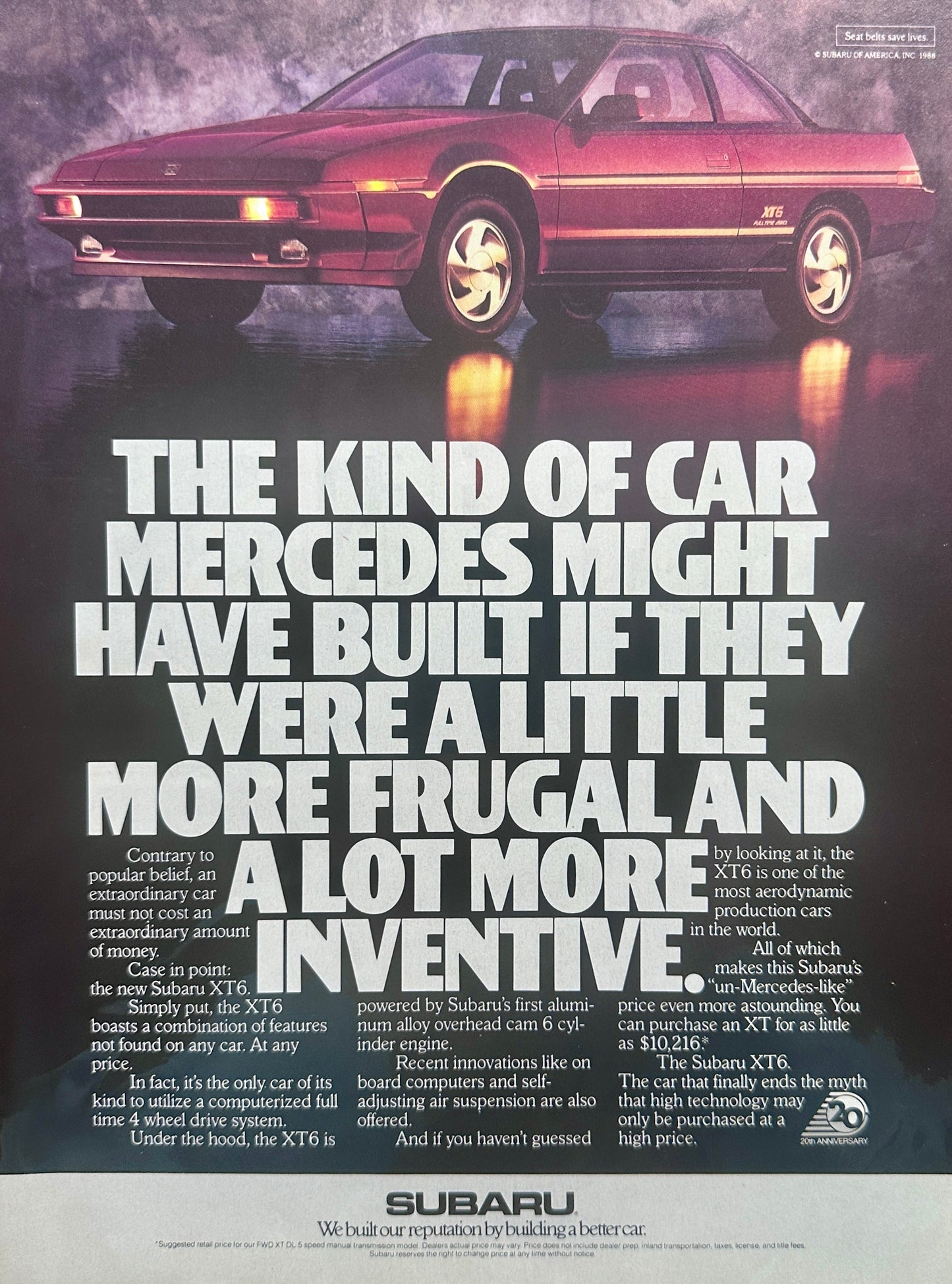 1988 Subaru XT6 - Mercedes Might Have Built - Vintage Ad