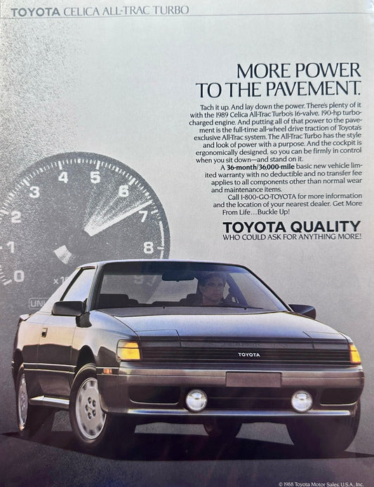 1988 Toyota Celica All-Trac Turbo - More Power to the Pavement - Vintage Ad