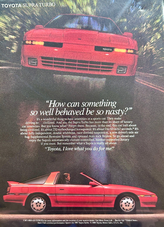 1990 Toyota Supra Turbo - Well behaved - Nasty - Vintage Ad