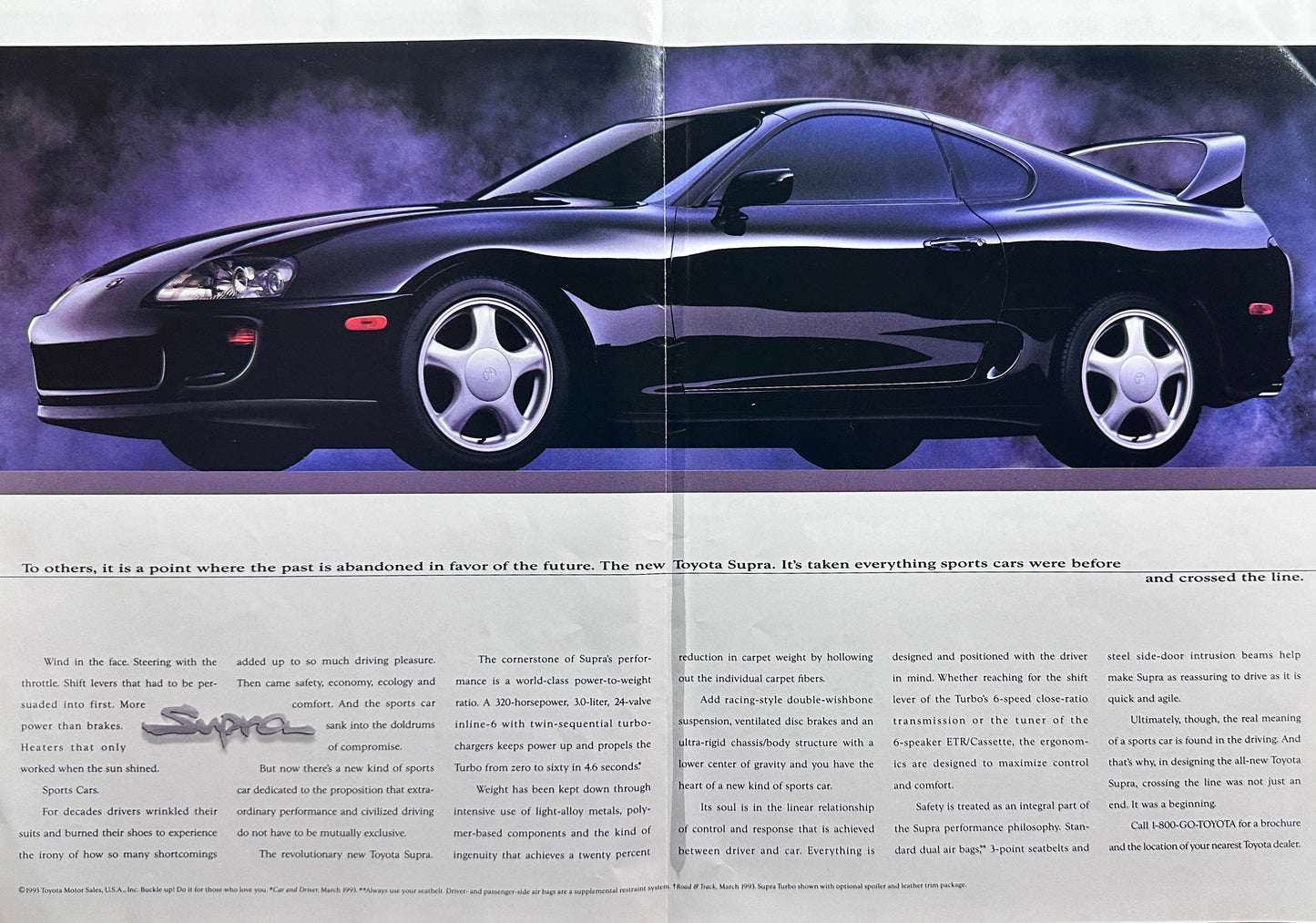 1993 4-Page Toyota Supra Magazine Insert - Vintage Ad