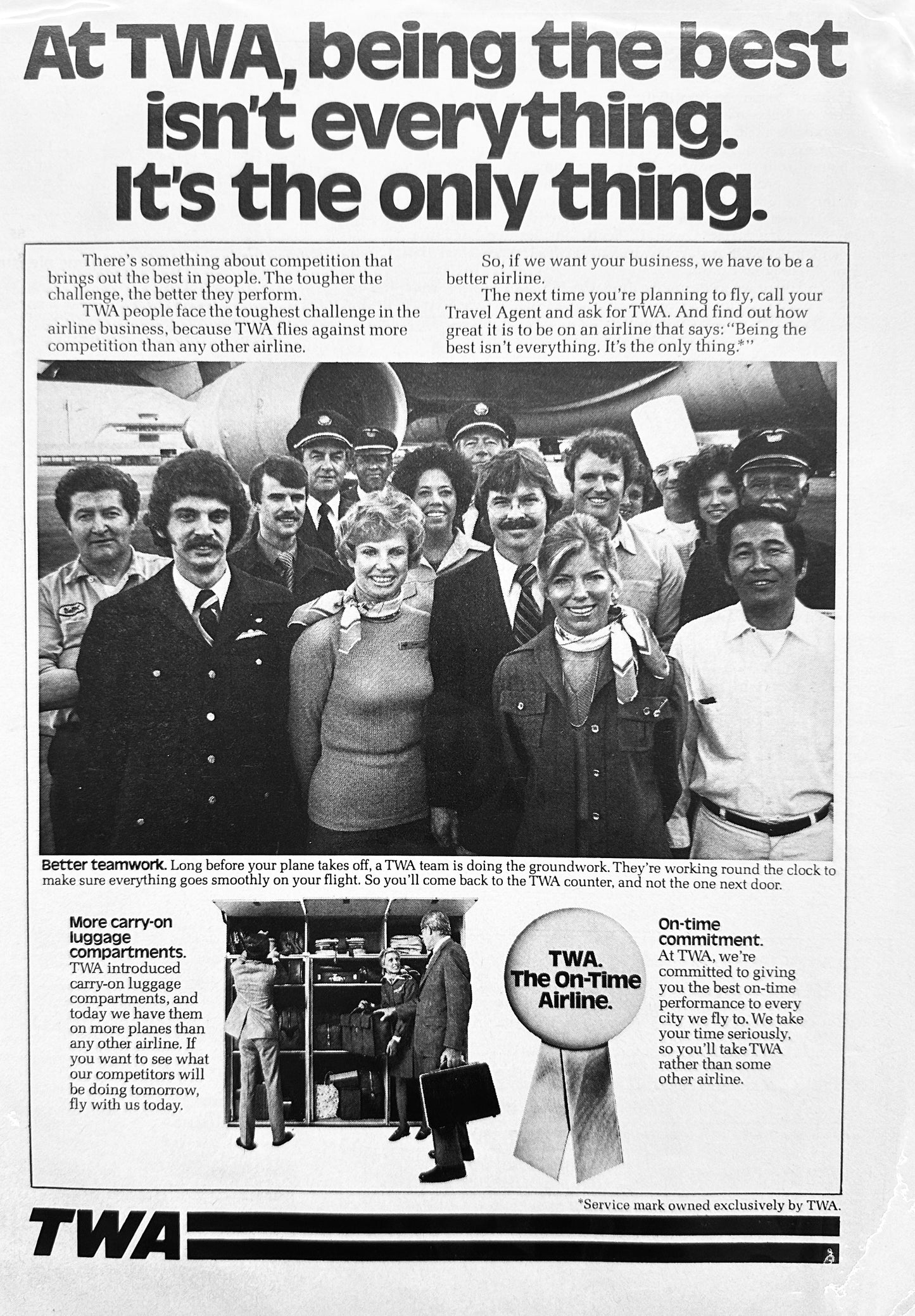 1976 TWA Being the Best ..It's the Only Thing.. Vintage Ad