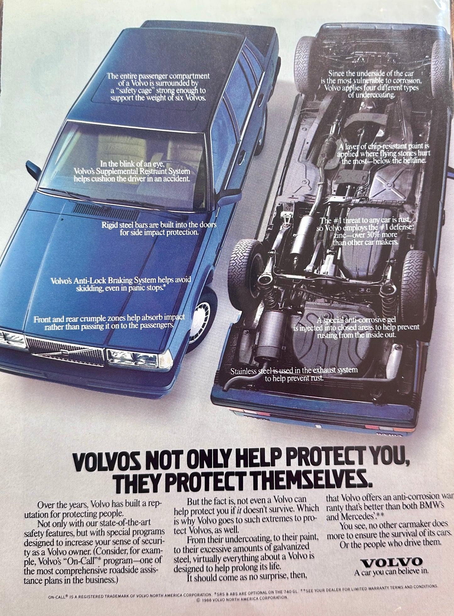 1989 Volvo's Not Only Protect You But Also Themselves - Vintage Ad