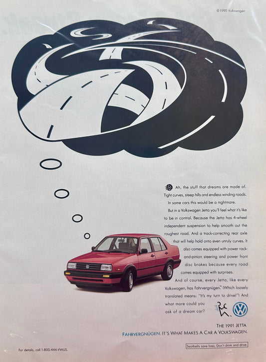 1990 1991 Volkswagen Jetta - The Stuff That Dreams Are Made Of - Vintage Ad