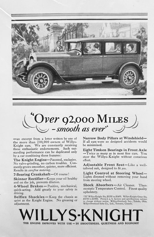 1927 "70" Willys-Knight Six or Great Six Over 92,000 Miles! - Vintage Ad A231