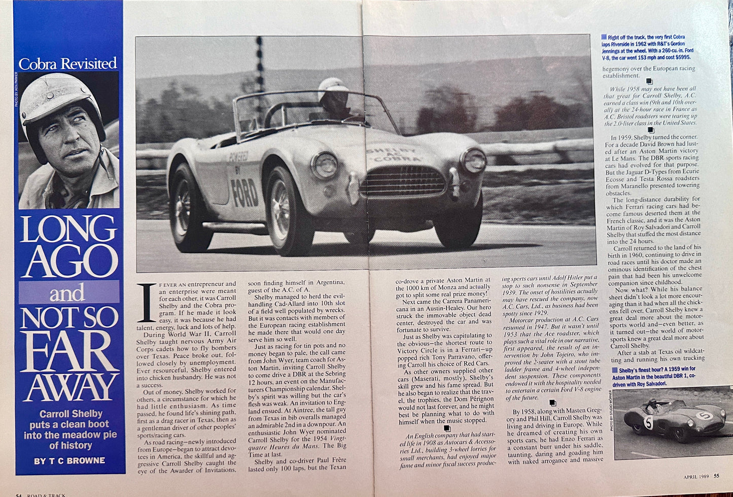 1989 - 1962 Magazine Feature on 1962 AC Cobra - Carol Shelby