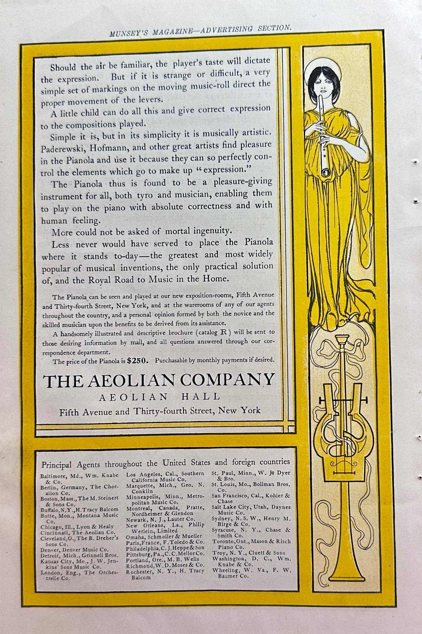 1902 Aeolian Pianola - 4-page Original Advertisement