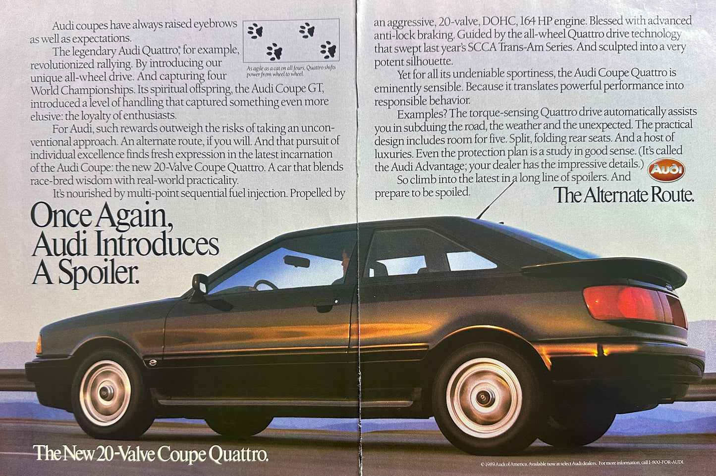 1989 2-Page Magazine Ad - Audit Quattro - The Alternate Route