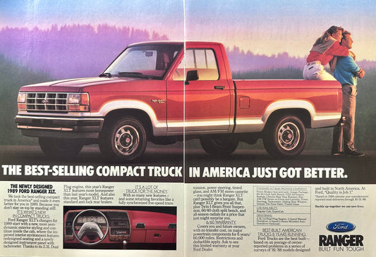 1989 Ford Ranger XLT 2-Page Ad Best Selling Compact Truck