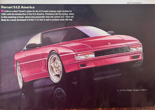 1989 Ferrari 512 America Photo Feature 1/2 page only