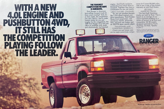 1989 Ford Ranger STX 4x4 2-Page Magazine Ad - Toughest Competition