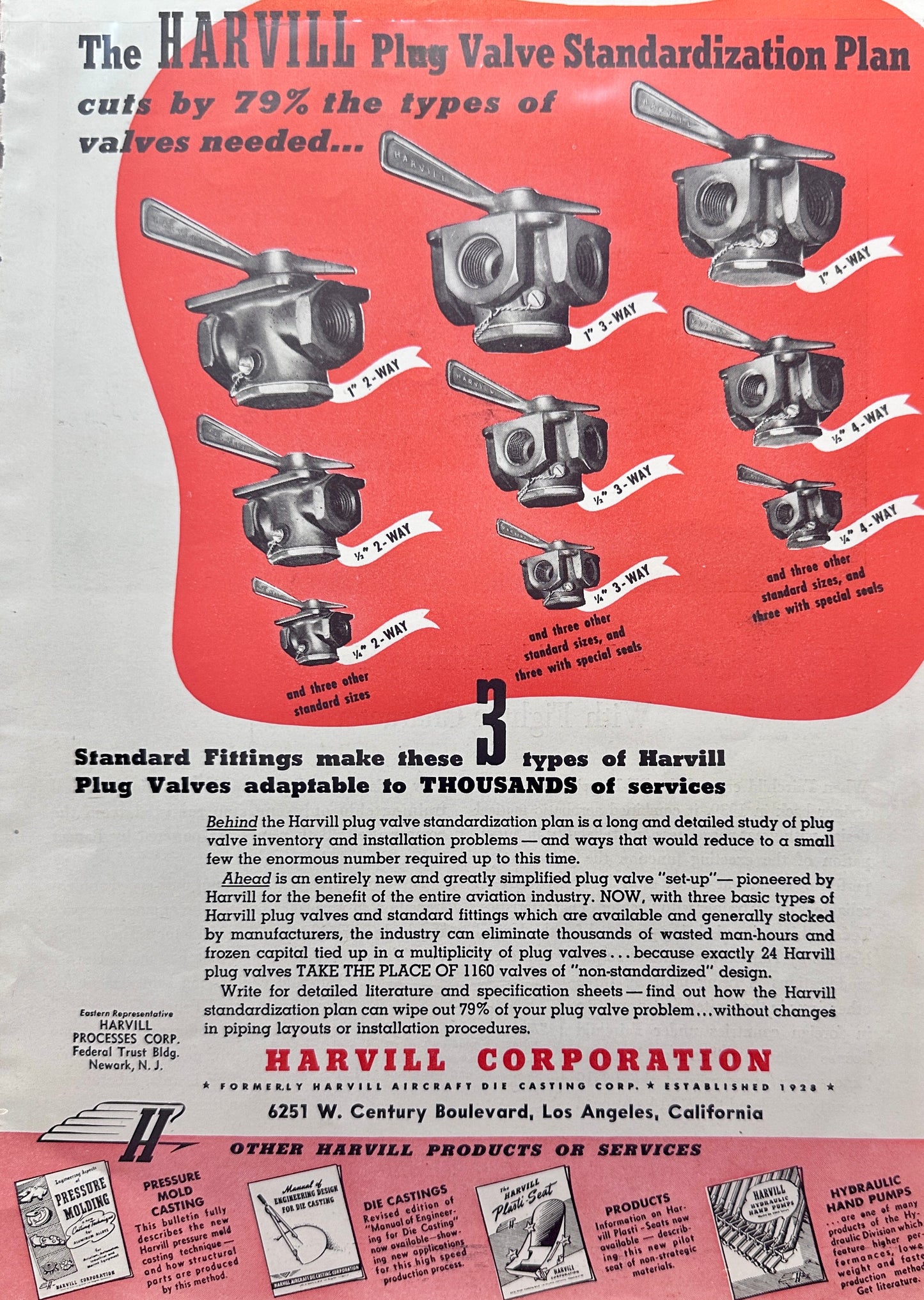 1943 Fairchild Reliable Primary Trainer  PT-19 & Harvill Plug Valves Original Ad