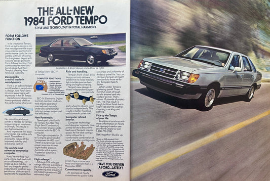 1983  1984 Ford Tempo 2-page magazine ad In Total Harmony