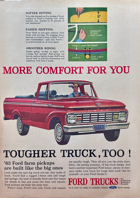 1963 Ford Pickup Truck More Comfort for You & Camel Cigarette Vintage Ad