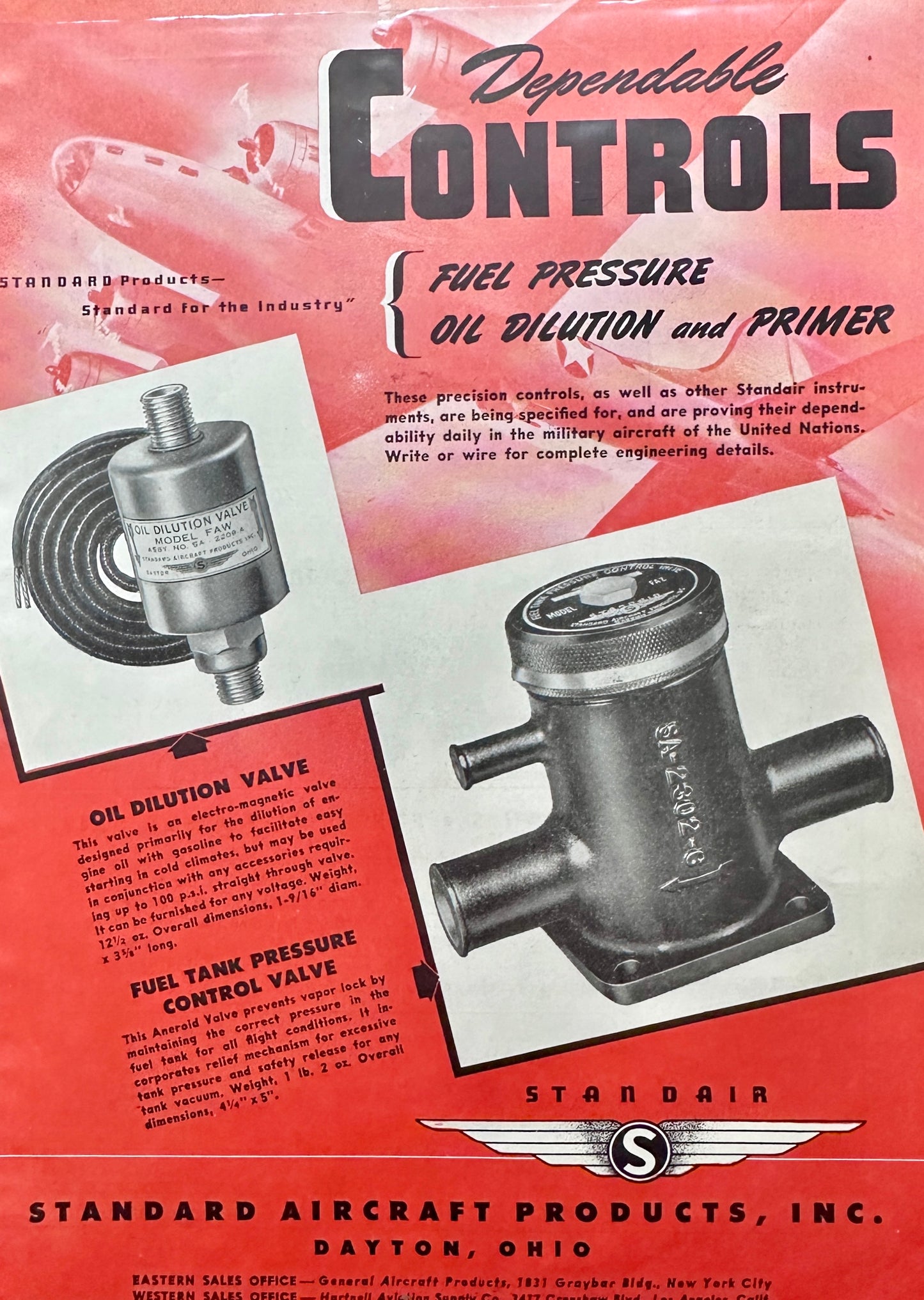 1943 WWII Era Guiberson Diesel Radial Aircraft Engine + Standard Controls Ads