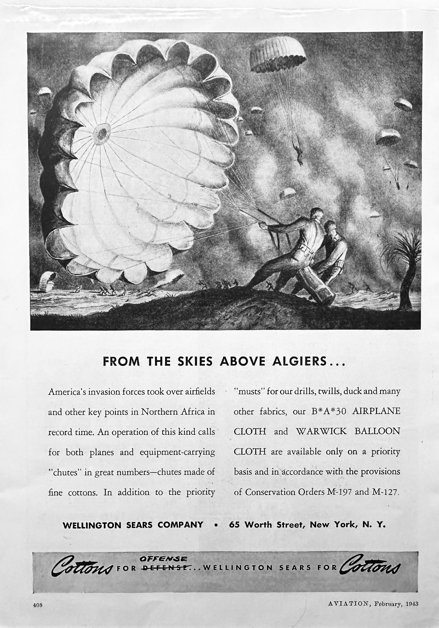 1943 Gulf Cutting Oils & Warwick Balloon Cloth WWII Era Advertisements