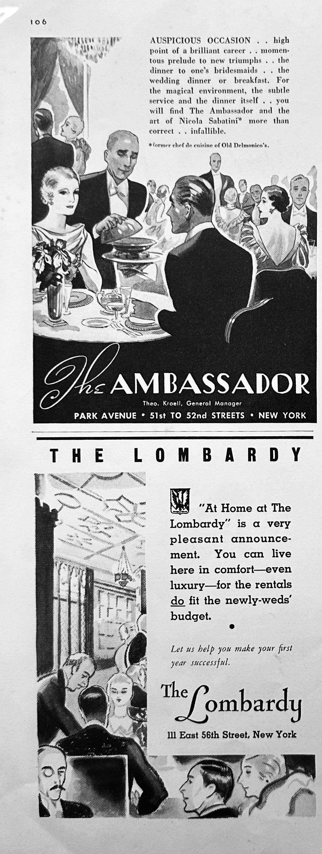 Collection of 1934 New York City Hotel Advertisements