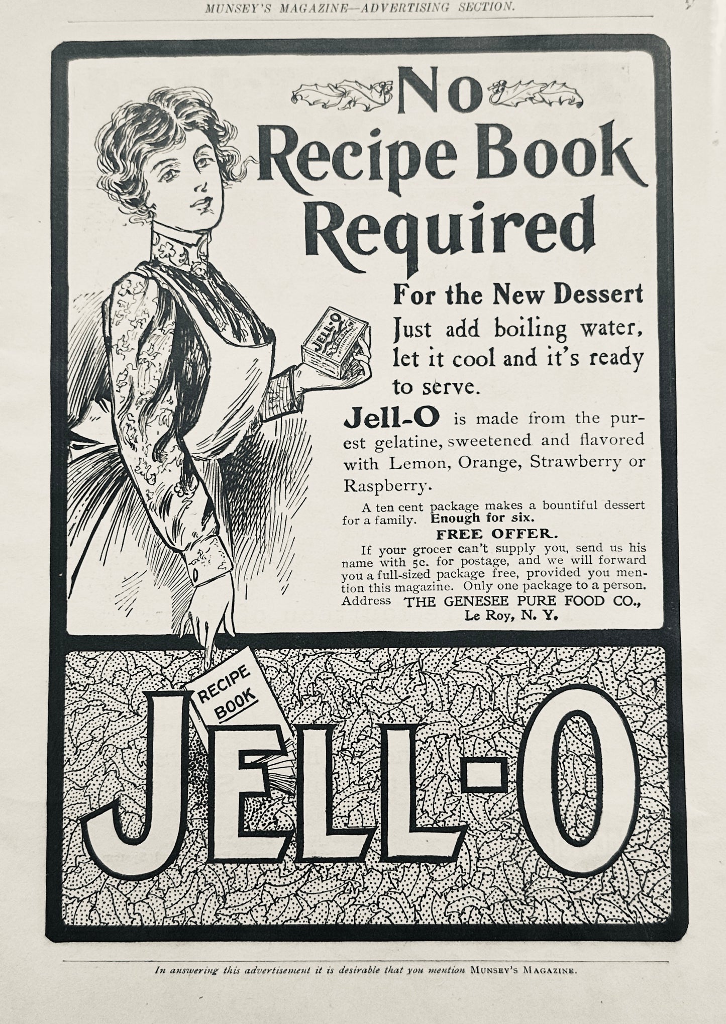 1902 Jello - No Recipe Book Required & Rock Island Railroad Ads