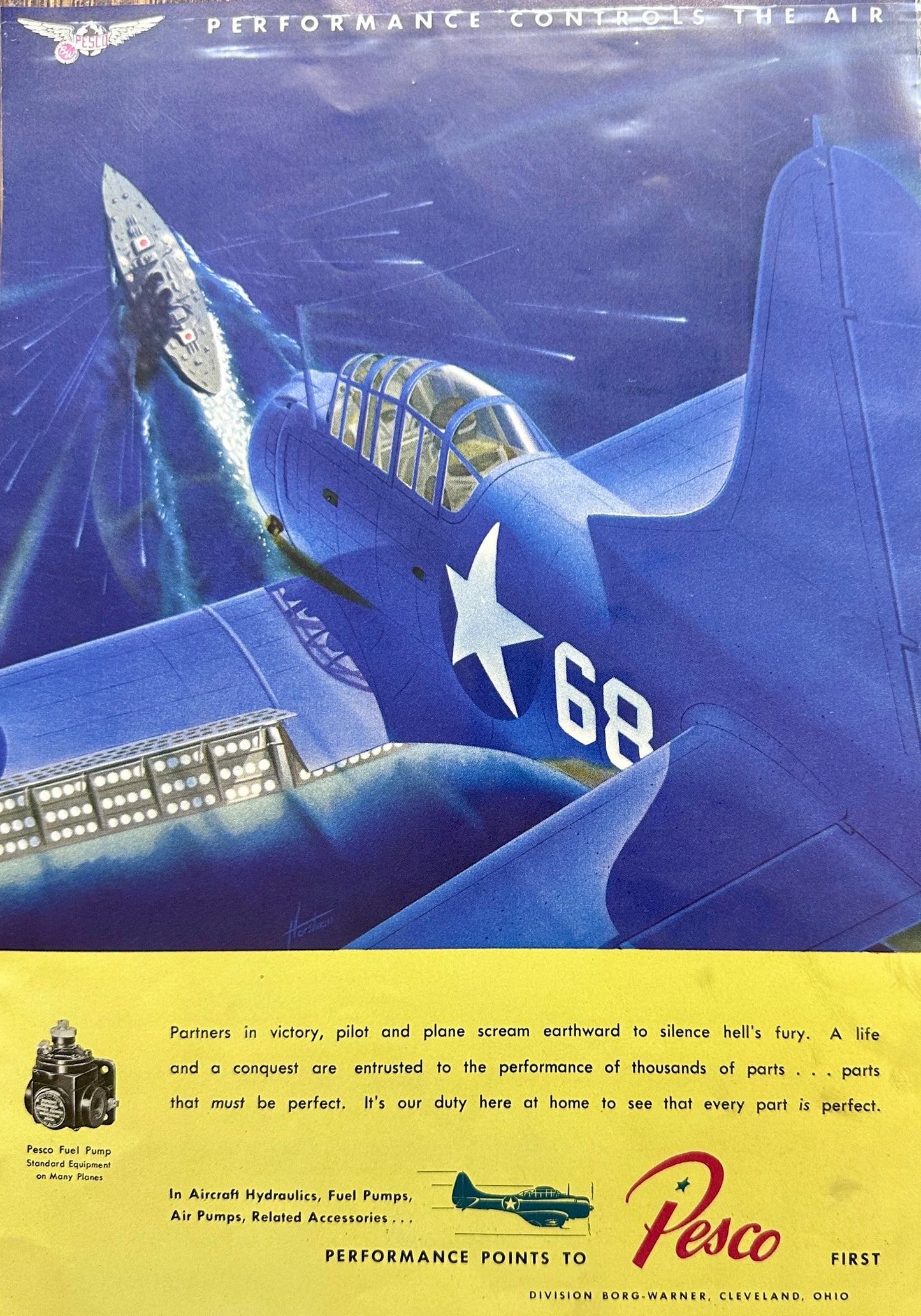 1943 WWII Era Aviation Related Advertisements - Warbirds Front & Back