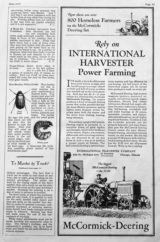 1929 International Harvester - McCormick-Deering 15-30 Vintage Tractor Ad