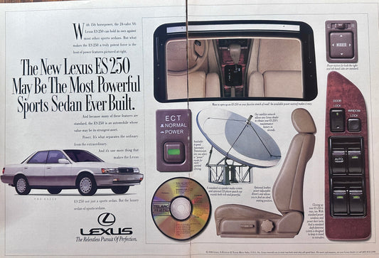 1990 Lexus 250 2-page Magazine Ad Featuring Interior Accessories Ad