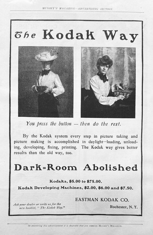 1902 The Kodak Way - No Dark Room Required - Advertisement