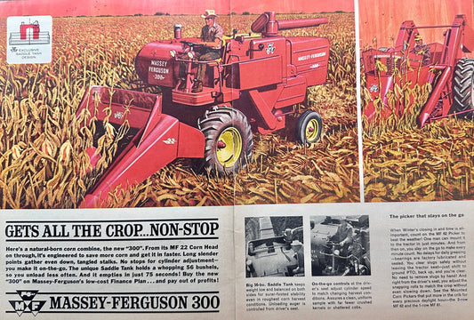 1963 Massey-Ferguson 300 with MF22 Corn Head - Vintage Ad