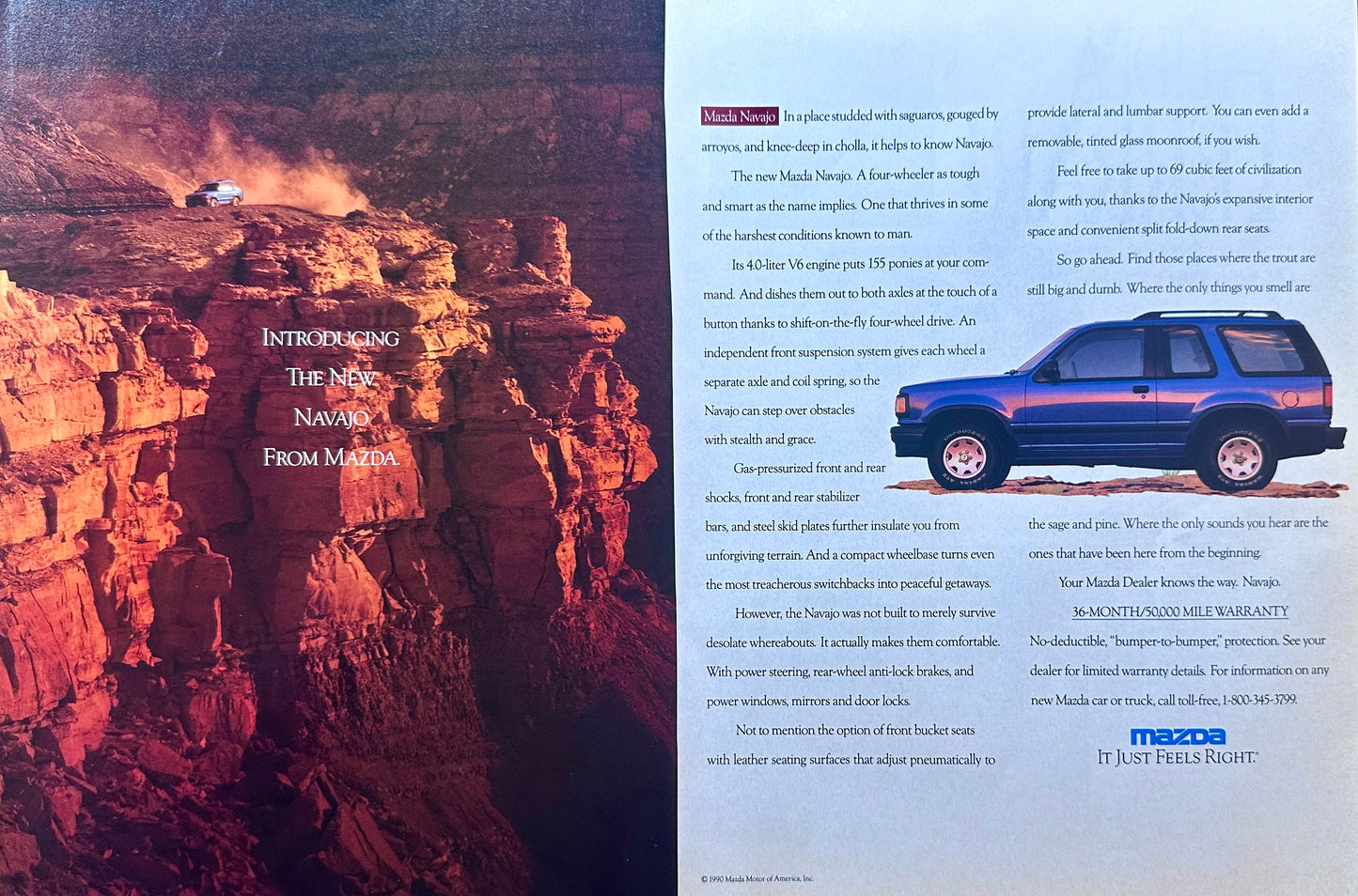 1989 Mazda Navajo SUV 3-Page Vintage Ad