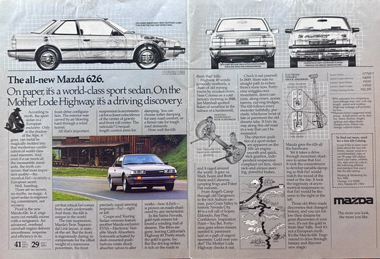 1989 Mazda 626 2-Page on Silver Glossy Paper Original Advertisement