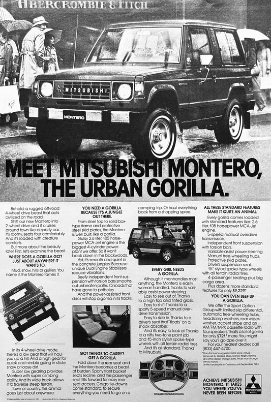 1983 Mitsubishi Montero - The Urban Gorilla - 2 Page Advertisement