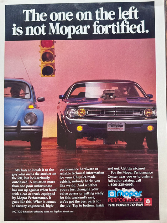 1989 - The ne On The Left Is Not MOPAR Fortified Original Advertisement