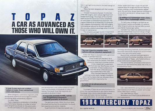 1983 Mercury Topaz Centerfold Advertisement