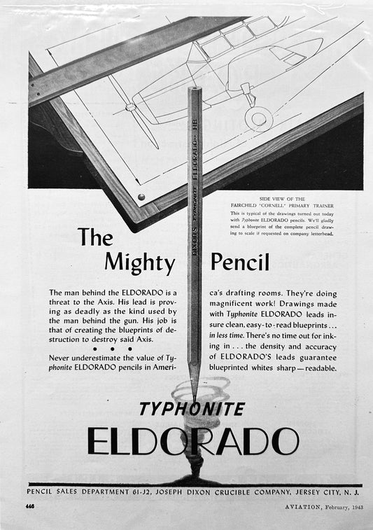 1943 Typhonite Eldorado Drawing Pencil by Jos. Dixon Co New Jersey Ad