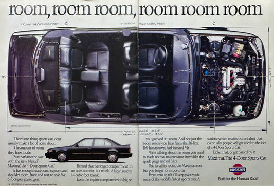 1989 Nissan Maxima 2-page Original Ad - Room, Room, Room!