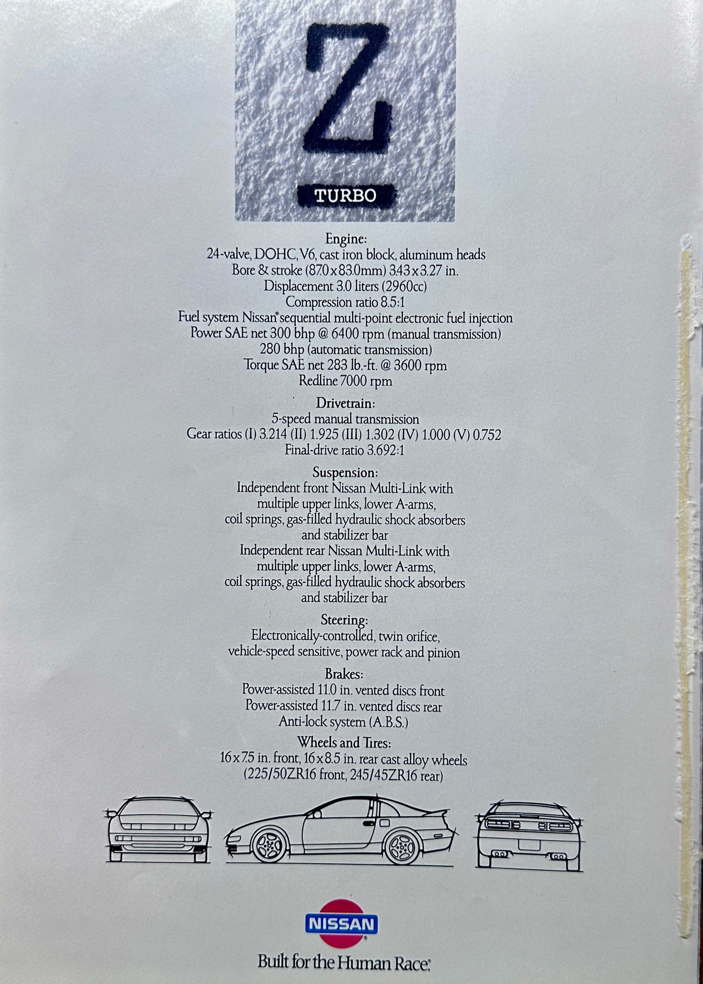 1990 Nissan Z Turbo (300?) 4 Page Magazine Insert - Brochure Format