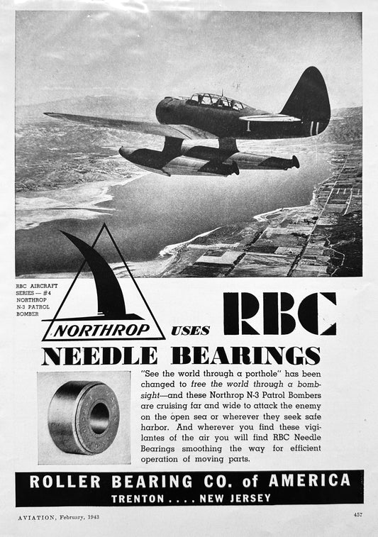 1943 Northrup N3 Patrol Bomber & Sperry Ack-Ack Artillery - Gyroscope Ad