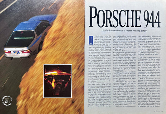 1989 Porsche 944 R&T Road Test 3 Page Article