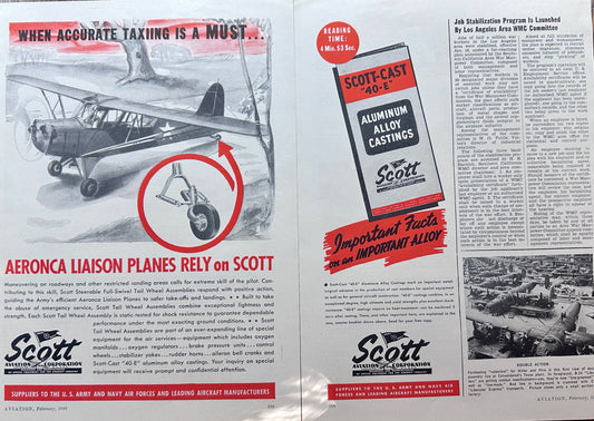 1943 Scott Aviation Corporation - Steerable Full-Swivel Tail Wheel Ad