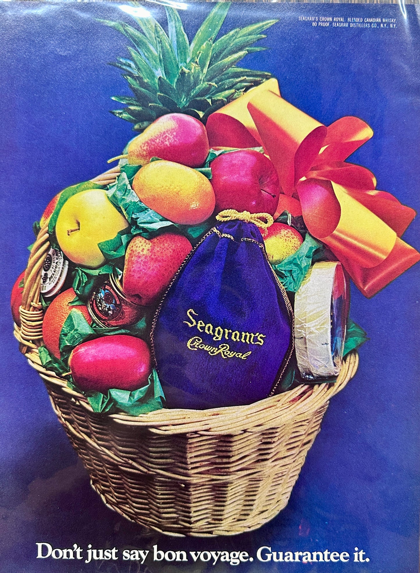 1976 Seagrams Crown Royal - Bon Voyage Basket - Vintage Ad