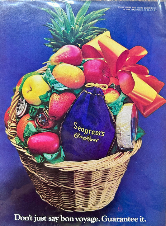 1976 Seagrams Crown Royal - Bon Voyage Basket - Vintage Ad