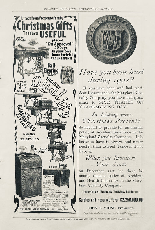 1902 Treadle Sewing Machines for Christmas - 5 Models Shown