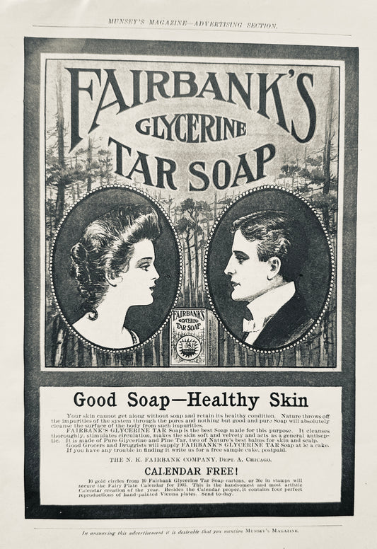 1902 Fairbanks Glycerine Tar Soap Vintage Ad