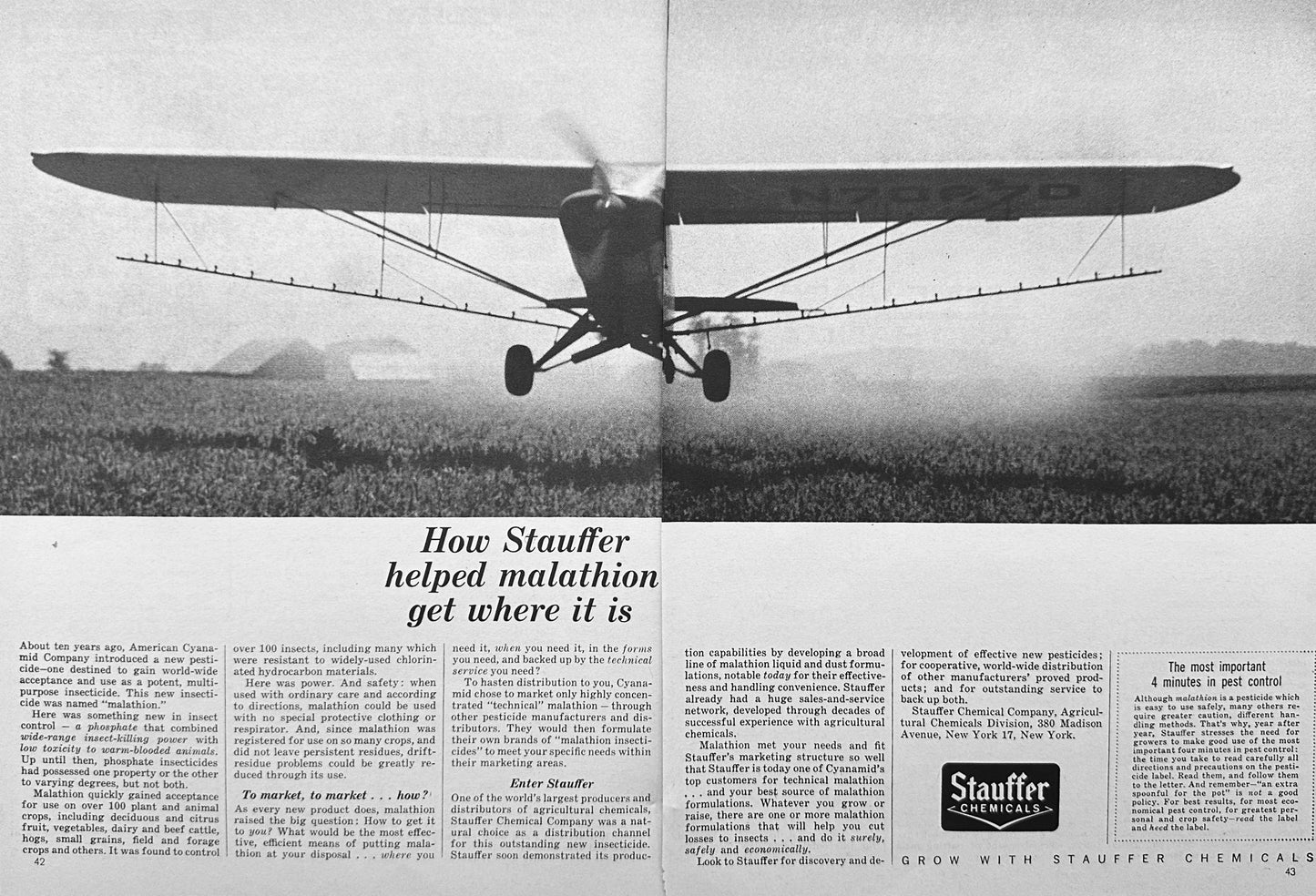 1963 2-Page Stauffer Chemicals - American Cyanamid - Malathion Pesticide Ad