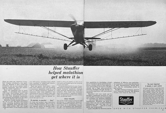 1963 2-Page Stauffer Chemicals - American Cyanamid - Malathion Pesticide Ad