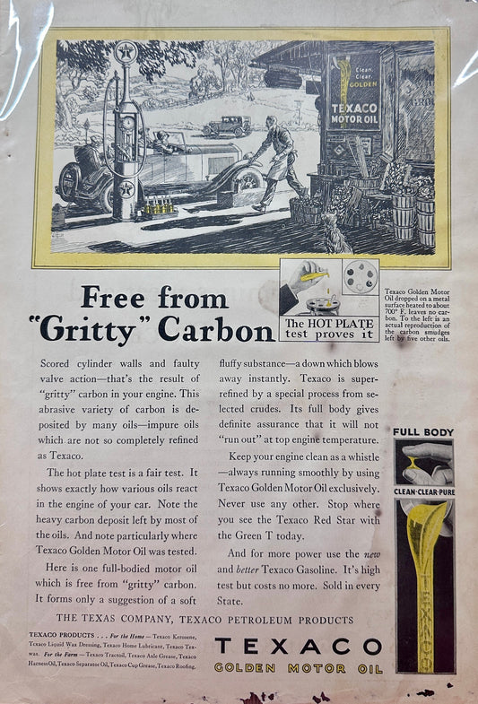 1929 Texaco Golden Motor Oil & Bon Ami Cleaner Vintage Ads #1364