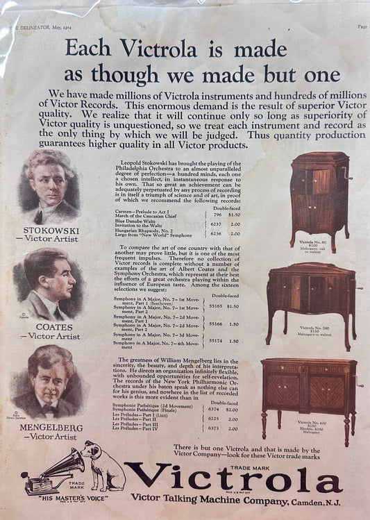 1924 Victrola 10 x 13" Color Advertisement - Water Stained - Ivory Soap